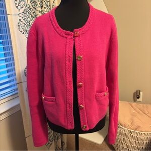 J. Crew Vibrant Pink Cardigan Sweater
